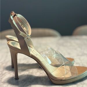 Jessica Simpson Tan High Heeled JP-Davis Sandals with Slingback